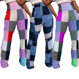 Women's Pants Fall Winter Women' Clothing Female Casual High Waist Trousers Fashion Colorful Plaid Print Long Pant Elegant Vintage Flare