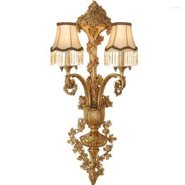 Wall Lamp French Style Copper Large European Retro Luxury Atmosphere Living Room Corridor Aisle Stairs Double Head