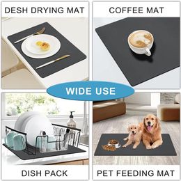 Mats Pads Coffee Mat Hide Stain Rubber Backed Absorbent Coffee Maker Mat Dish Drying Mat Coffee Bar Accessories for Kitchen Counte293A