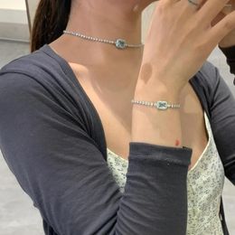 Strand YOUNGX Light Luxury Shiny Rock Sugar Zircon Bracelet Fashion Square Crystal Charm Bracelets For Women Drawstring Jewellery