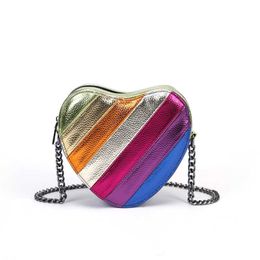 Pinduoduo Love Women's Bag Color Contrast Rainbow Splice Chain Crossbody Bag Eagle Head Shoulder Bag KurtGe 230925