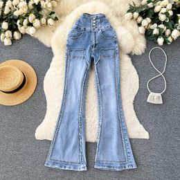 Women's Jeans VANOVICH Solid Color Denim Flare Pants High Waist Slim Design Summer Korean Style Temperament Fashion Long