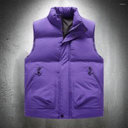 Men's Vests Purple Vest Jacket Men Solid Colour Autumn Winter Cotton Padded Jackets Sleeveless Thicken Warm Coats Clothing