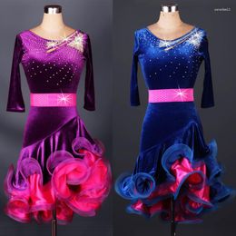 Stage Wear Lady/Girls Custom Latin Dance Dress Women Purple/Black Tango/Cha Cha/Rumba/Samba For Dancing Regatas Femininas Adult/Child