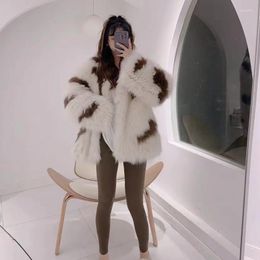 Women's Fur Hair Woven Coat For 2023 Winter Ivanka Style Elegant