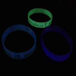 Custom Wristband Glow In The Dark Debossed Colour Filled Fluorescent Silicone Bracelet Promotion Gifts2529