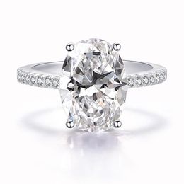 New Real 925 Sterling Silver Oval Stone Engagement Ring for Women Silver Wedding Engagement Jewelry Gift Whole N64299Y