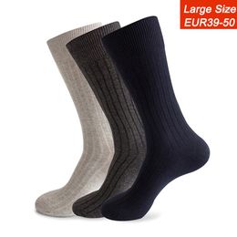 Men's Socks Brand Large Size Men Cotton Long Business Harajuku Winter Solid Gentleman Sox Sokken Fit Eu 39-50