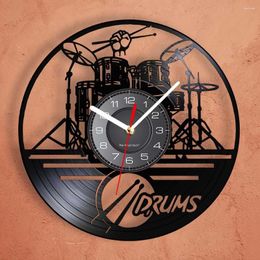 Wall Clocks Black Record Clock Creative Car LED Rack Drum Musical Instrument Design