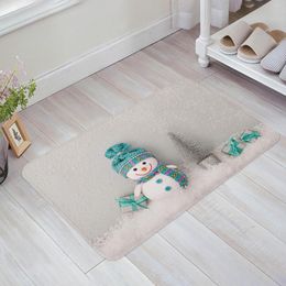 Carpets Christmas Snowman Gift Bedroom Floor Mat Home Entrance Doormat Kitchen Bathroom Door Decoration Carpet Anti-Slip Foot Rug