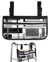 Storage Bags Abstract Geometric Squares Black Grey Wheelchair Bag With Pockets Armrest Side Electric Scooter Walking Frame Pouch
