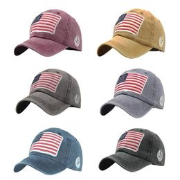 Visors Unisex Cap Retro Washed American Flag Letter Embroidered Personality Casual Cotton Hat Headwear Outdoor Sports Wear319d
