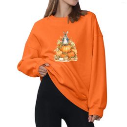 Women's Hoodies Mushroom Halloween Print Womens Fleece Sweatshirt Oversize Pullover Orange Sweaters Long Sleeve Tops Fall Sweat