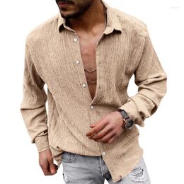 Men's Casual Shirts Vintage Cotton Linen Long Sleeve Loose Shirt Big Size Beach For Men Clothes Fashion Button Lapel Tops