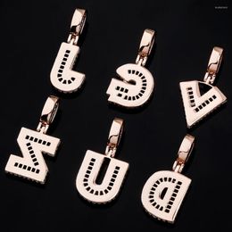 Pendant Necklaces 1 Iced Out A-Z Ladder Square Alphabet Cubic Zirconia Necklace Hip Hop Jewellery For Gift ROPE CHAIN