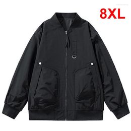 Men's Jackets Black Bomber Jacket Men Plus Size 9XL Baseball Cargo Coat Fashion Casual Loose Male Outerwear Khaki