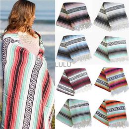 Blankets Mexican Rainbow Stripe Knitted Blanket with Tassel Geometric Pattern Sofa Cover Shawl Yoga Picnic Mat Portable Throw Blankets YQ230925