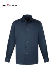 Kiton Cotton Mens Shirts Blended Blue Business Casual Shirt
