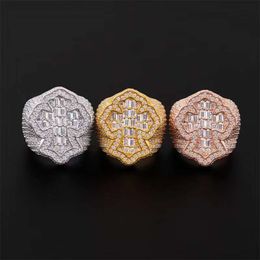 Baguettes Cut Moissanite Rings Vvs Diamond Ring Hip Hop Custom Cross Rings for Men