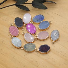 Pendant Necklaces Natural Stone Pendants Gold Plated Amethyst Labradorite Charms For Trendy Jewellery Making DIY Necklace Earrings Accessory