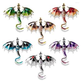 Brooches Retro Enamel Dragon Punk Metal Rhinestone Flying Animal Brooch Pins Clothing Accessories For Women Men Jewelry Gifts