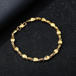 Strand Kpop Gold Color Bracelet For Mens Women Spring Buckle Hand Chain Hip Punk Simple Couple Jewelry Gift Accessories