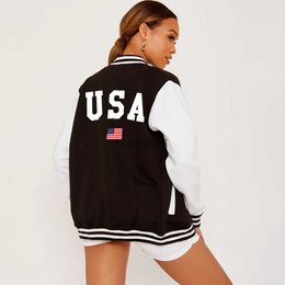 Men's Jackets Usa Flag Street Print Jackets Women Harajuku Casual Baseball Uniform Fashion Oversize Clothingautumn Warm Fleece Woman Overcoat L230925