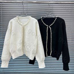 Luxury Pearl Knitted Cardigan Jacket Women Fashion Brand Long Sleeve Warm Sweater Coat Tops