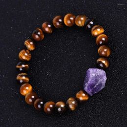 Charm Bracelets Natural Amethyst Irregular Raw Mineral Stone Crystal Strand Bracelet & Bangle Women Men Exquisite Buddhist Yoga Gift