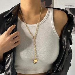 Pendant Necklaces Lacteo Hip Hop Heart Charm Necklace Sexy Chest Chain Adjustable Choker Women Jewellery Long Neck Party Rapper Punk