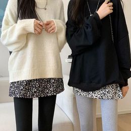 Women's Sweaters Floral Half Skirt Hoodie Bottom Fold Wear A Small Fart Curtain Inside Sweater Hem Everything Cover Buttocks Striped