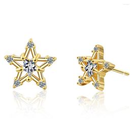 Stud Earrings Exquisite Gold Colour Pentagon Star Simple Zircon Temperament Earring For Women Girls Fashion Jewellery