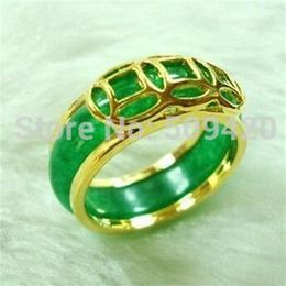 Unisex jewelry green jade stone ring size2716