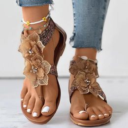 Sandals For Women Comfort With Back Zipper Casual Bohemian Beach Shoes Fashion Wedges Olive