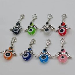 Keychains Fashion 10Pcs Silver Plated Retro Mixed Evil Eye Angel With Lobster Claw Clasps Charms