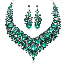 Necklace Earrings Set Exaggerated For Women Trend Crystal Flower Accessory Sets Bridal Dresses Evening Dress Party Jewlery