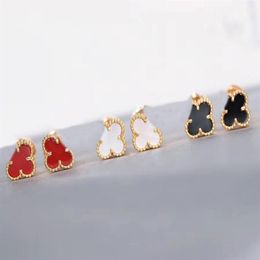 V gold material Luxury quality charm mini stud earring with nature shell stone for women engagement Jewellery gift have stamp box PS289V