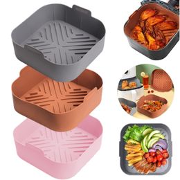 Baking Moulds Air Fryer Tray Silicone Mold For Liner Basket Reusable Oven Nonstick Pizza Grill Pan Kitchen Accessories 230923