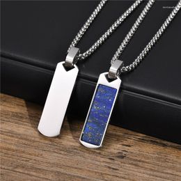 Pendant Necklaces ZORCVENS Punk Vintage Geometric Bar For Men Women Black Enamel Natural Stone Jewelry Gifts