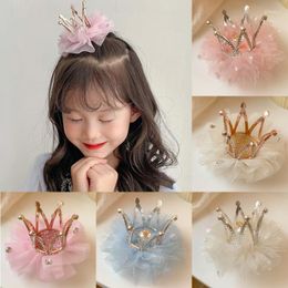 Hair Accessories Vintage 3D Crown Princess Mesh Clip Kid Girl Hairpin Children Birthday Party Decroative Pin Little Gift