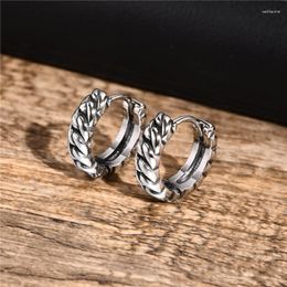 Hoop Earrings LETAPI Twisted Chain For Men Jewellery Vintage Silver Colour Stainless Steel Simple Huggie Gifts