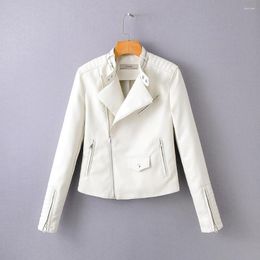 Women's Leather Arrival Brand Winter Autumn Motorcycle Jackets White Jacket Women Coat Slim PU