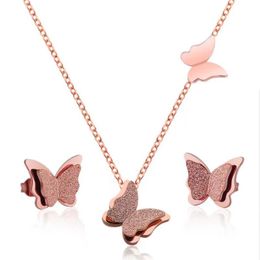 Elegant Real 18K Gold Plated Butterfly Necklace Earrings Jewellery Set for Women Animal Jewellery Set Bride Wedding Jewellery Gift Top Quality Drop Ship