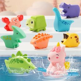 Bath Toys Cute Animals Bath Toy Swimming Water Toys Soft Rubber Float Squeeze Sound Kids Wash Play Funny Gift 230923