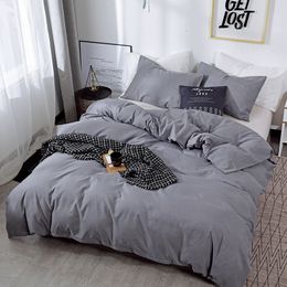 Bedding sets Nordic Solid Color Sanding Duvet Cover 220x240 Single Double Queen King Simple Bedding Set Pillowcase Bedclothes No Bed Sheet 230923