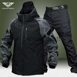 Men's Tracksuits Military Tactical Sets Men Spring Autumn Outdoor Multi-pocket Wear-resistant Bomber Jacket+Straight Cargo Pant Army Hooded Suits J230925