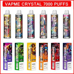 Authentic VAPME Crystal 7000 Puffs Disposable Vapes E Cigarette Rechargeable 650mAh Battery Prefilled 14ml Pods Carts Mesh Coil Vape Pen 12 Flavours