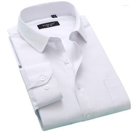Men's Casual Shirts Spring Fashion Business White Shirt Long Sleeve Inch Korean Fit Formal Solid Colour Man
