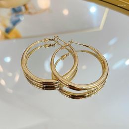 Серьги-кольца, классические преувеличенные для женщин и девочек, модные золотые, серебряные, большие круглые, толстые металлические ювелирные аксессуары