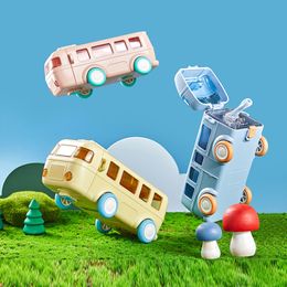 Kitchens Play Food 500ML Kawaii Children's Car Straw Water Cup Summer Cute Bus Baby Bottle Kids Up Cartoon 230925